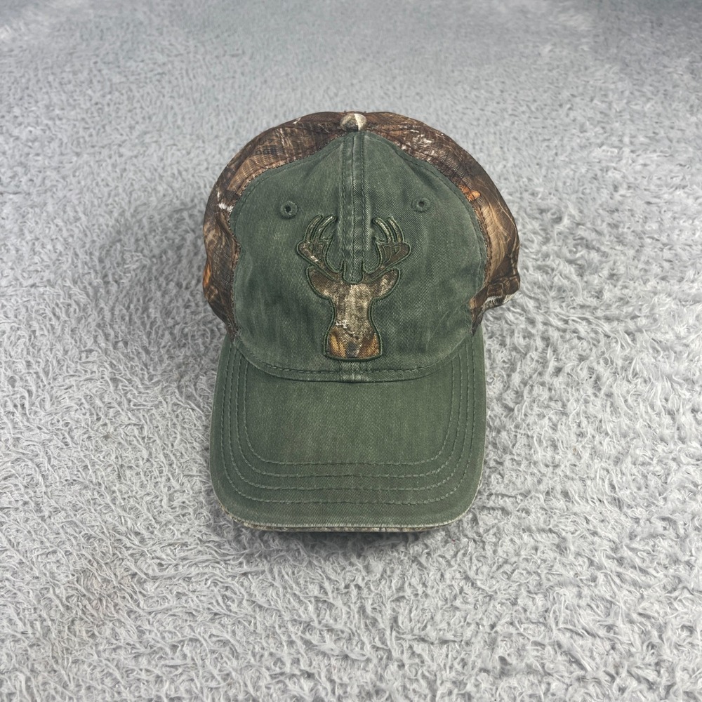 Whitetails Unlimited Realtree Camo Mesh Trucker Hat Green Deer Logo Adjustable